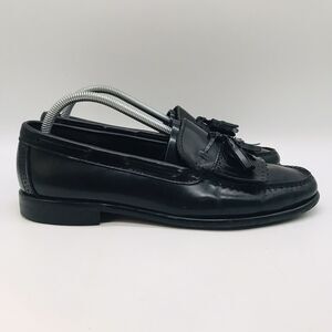 Bass Brompton Kiltie Roman Tassel Loafers Men's 9.5D Black Leather Slip On Shoes